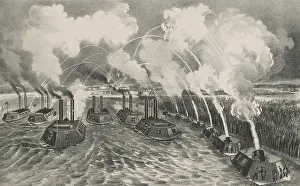 Ships Prints: US Civil War, Battle of Island Number Ten, on the Mississippi River, Feb. 28-April 8, 1862