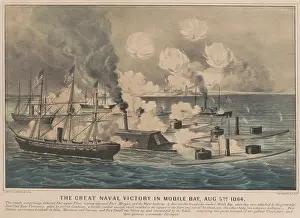 Cannons Prints: US Civil War. Battle of Mobile Bay, Aug
