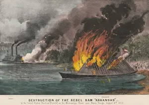 Shelling Prints: US Civil War. Destruction of the rebel ram CSS Arkansas