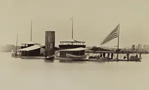 Seaman Prints: US Civil War, double turreted monitor, USS Onondaga, on the James River, Virginia, 1864