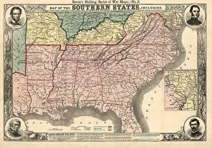 Winfield Prints: Civil War era map of the seceding Confederate States of American, 1861