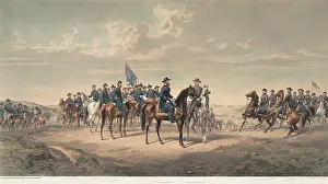 Robert E Prints: US Civil War. General Lee and Grant with their staffs