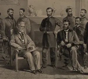 US Civil War. General Robert E. Lee surrendered to General Ulysses Grant in the McLean House, at Appomattox, Virginia, April 9, 1865