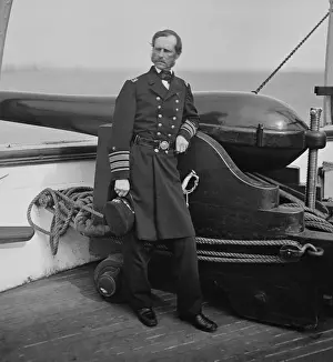 Engineer Prints: US Civil War. Rear Admiral John Dahlgren standing by one of his inventions