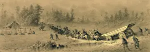 Images Dated 3rd August 2010: The Civil War. Stuck in the mud;a pontoon wagon with boat is stuck in the mud while infantry try to pull the team to