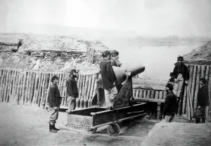 James River Prints: CIVIL WAR-Union battery on the James River near Richmond