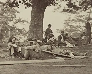 Disabled Prints: US Civil War. Wounded Union soldiers resting in Fredericksburg in May 1864