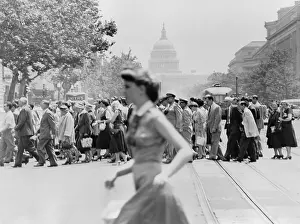 Civil Defense Prints: Civilians crossing Pennsylvania Avenue near the Capitol during a civil defense drill