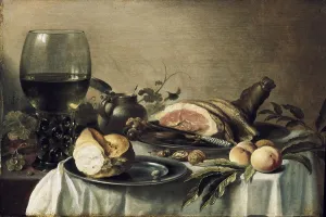 Tablecloth Prints: CLAESZPieter (1597-1661). Breakfast with Ham