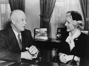 2008 Prints: Clare Boothe Luce (1903-1987) talking with President Dwight Eisenhower in 1955