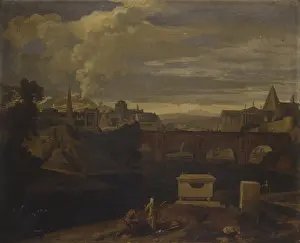 Classical Landscape (Paysage classique), by Jean Franois Millet known as Francisque, 1673-1679, 17th Century, oil on canvas - Italy, Lombardy, Milan, Brera Art Gallery