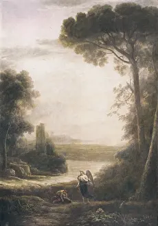 Claude Lorrain (1600-1682). Landscape with the Archangel Raphael and Tobias. ca. 1637 - ca. 1639. Baroque art. Oil on canvas. SPAIN. Madrid. Prado Museum