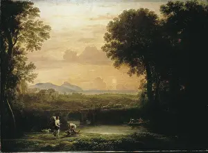 Craft Prints: Claude Lorrain (1600-1682). Landscape with Tobias and the Angel