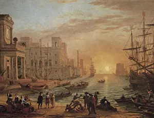 Claude Lorrain (1600-1682). Seaport at Sunset. 1639. Made for King Louis XIV. Baroque art. Oil on canvas. FRANCE. Paris. Louvre Museum. AISA/Everett Collection**US SALES ONLY**