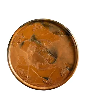 Crome Prints: Clay plate decorated with hunting scene