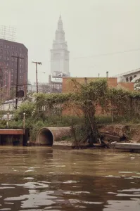 Chemicals Prints: A Cleveland city pump station discharges sewage into the Cuyahoga River