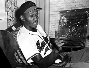 Sitting In Chair Prints: Cleveland Indians pitcher Leroy Satchel Page ca