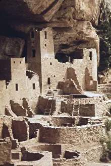 Dwellings Prints: The Cliff Palace at the Mesa Verde site was once a village of over 200 rooms and 23 Kivas