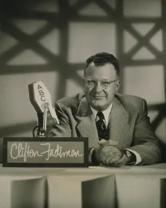 Clifton Prints: Clifton Fadiman (1904-1999), at the microphone hosting the ABC-TV quiz show