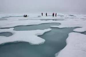 Nasa Prints: Climate scientists studying Arctic sea ice and melt ponds in the Chukchi Sea. July 4, 2010