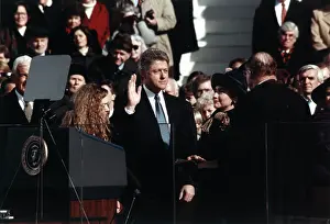 Oath Of Office Prints: Bill Clinton (center), taking the oath of office of President of the United States