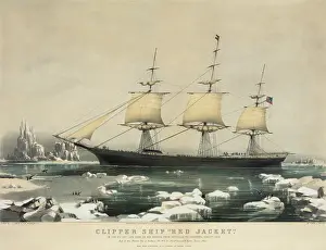 Travel Prints: Clipper ship Red Jacket in the ice off Cape Horn