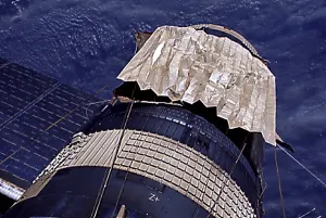 Nasa Prints: Close-up of the emergency gold parasol installed by Skylab-2 crew