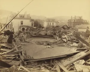 Catastrophe Prints: Club House and Morrell Institute standing in the debris after the Johnstown Flood of May 31st