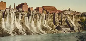Niagara Falls Prints: A cluster of factories built on and into the walls of the Niagara River Gorge