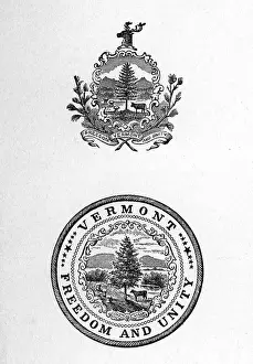 Images Dated 2nd December 2008: Coat of arms of the State of Vermont (top), Great Seal of the State of Vermont (bottom)