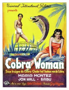 April Prints: COBRA WOMAN, Sabu, Maria Montez, (Belgian poster art), 1944