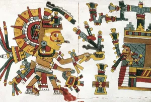 Codex Cospianus. 17th c. Representation of a god. Maya art. MEXICO. Mexico City. Biblioteca Nacional de Antropologa e Historia (National Library of Anthropology and History)