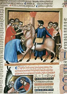 Bizantium Prints: Codex Justinianus (1350). Selling a horse