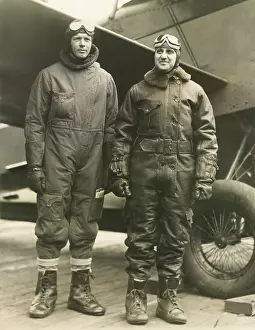 Guggenheim Prints: Col. Charles A. Lindbergh (left) and Harry F. Guggenheim in flight-suits. Dec. 8, 1928