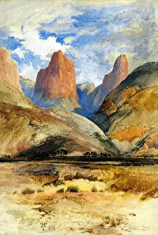 Moran Prints: COLBURN BUTTE, SOUTH UTAH, by Thomas Moran, 1873, American watercolor painting