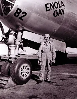 Enola Gay Prints: Colonel Paul Tibbets in front of the Enola Gay, ROSWELL ARMY AIR FIELD, New Mexico 1945