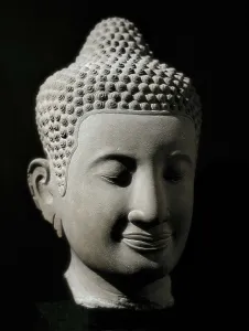 Kampuchea Prints: Colossal Buddha head. 13th-14th c