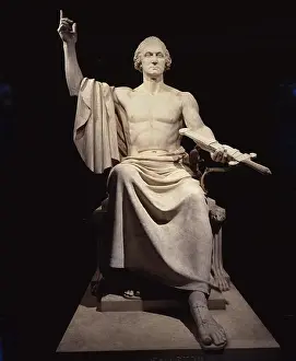 Symbolism Prints: Colossal statue of George Washington, by Horatio Greenough, 1841
