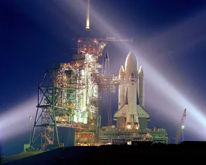Nasa Prints: The Columbia on the launch pad prior to the first launch of the 30 year Space Shuttle program