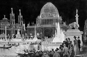 Images Dated 11th February 2008: Columbian Exposition--the grand court at night--electrical illumination of MacMonnies's fountain