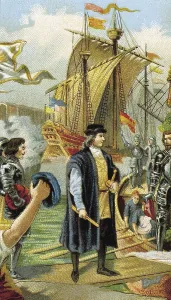 Columbus Prints: Columbus boarding in the harbour of Palos de la Frontera
