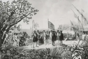 Columbus Prints: Columbus's arrival in the Americas