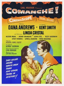 Images Dated 9th June 2015: COMANCHE, US poster art, from left: Linda Cristal, Dana Andrews, 1956