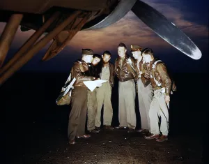 Images Dated 1st August 2007: A combat crew receives final instructions just before taking off in a mighty YB-17 bomber from a bombardment squadron