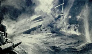 Images Dated 20th March 2013: Combat of SMS Nassau and HMS Spitfire in the Battle of Jutland