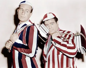 Unhappy Prints: HERE COME THE CO-EDS, from left: Bud Abbott, Lou Costello, 1945