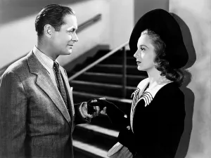 Keyes Prints: HERE COMES MR. JORDAN, from left, Robert Montgomery, Evelyn Keyes, 1941