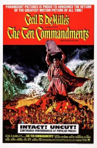 Moses Prints: THE TEN COMMANDMENTS, 1972 re-release poster, Charlton Heston on poster art, 1956