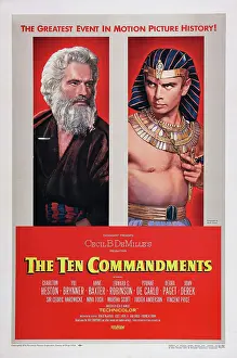 Moses Prints: THE TEN COMMANDMENTS, US poster art, from left: Charlton Heston, Yul Brynner, 1956