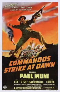 Arm Outstretched Prints: COMMANDOS STRIKE AT DAWN, Paul Muni on poster art, 1942